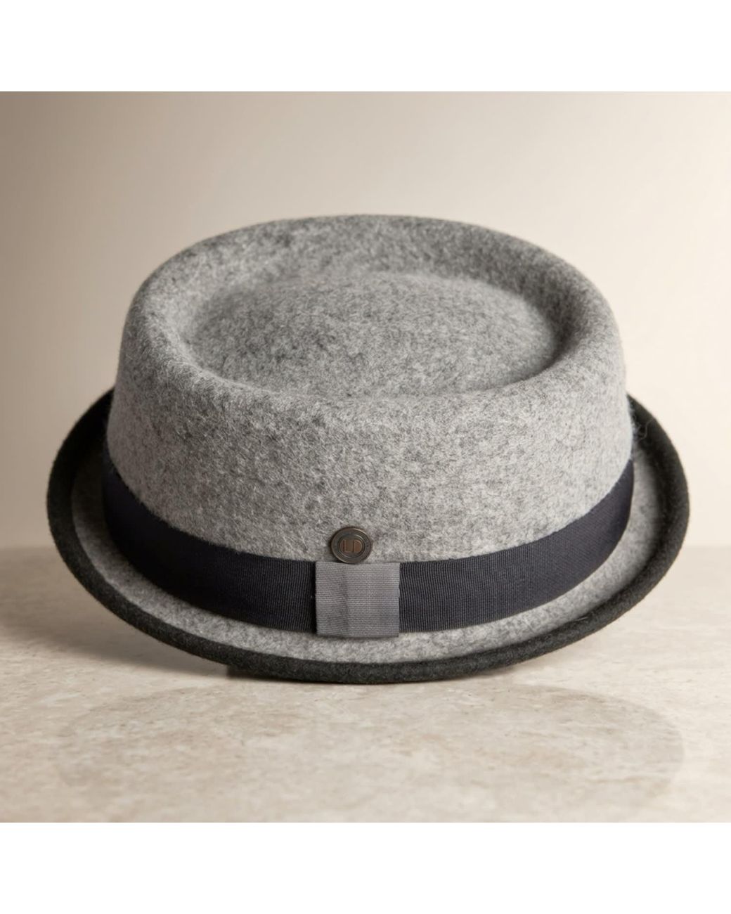 Dasmarca Hats Gray Tony Smoke Felt Skimpy Brim Short Brim Rude Boy Mod Style Porkpie Hat for men