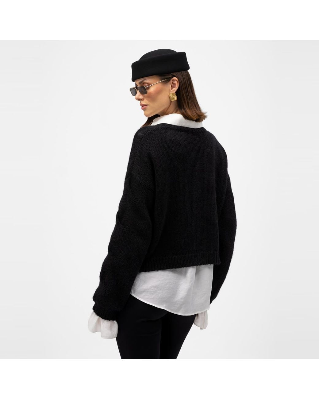 Mandragora Black Merino And Baby Alpaca Sweater With Logo Vero