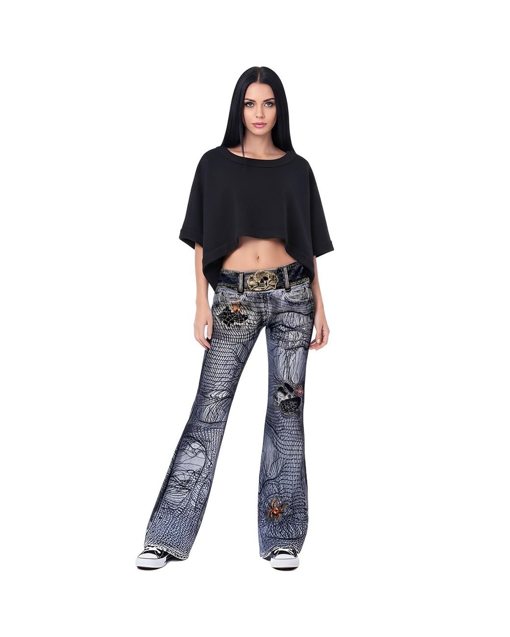 Ipng Design Blue Halloween Bell Bottom Pants