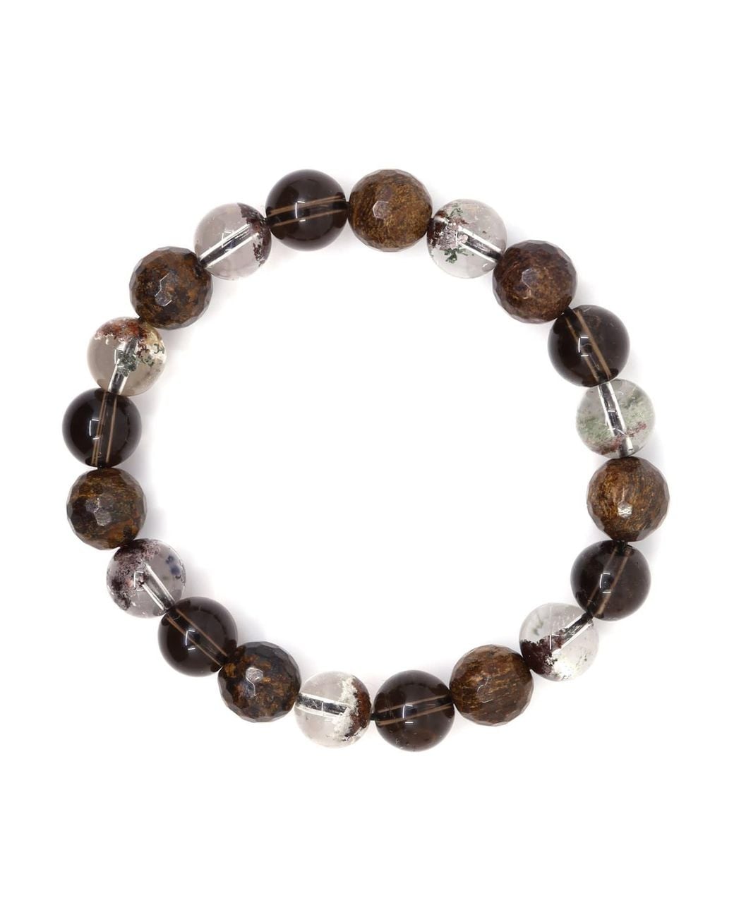 Shar Oke Brown Bronzite, Smoky Quartz & Lodolite Bracelet for men