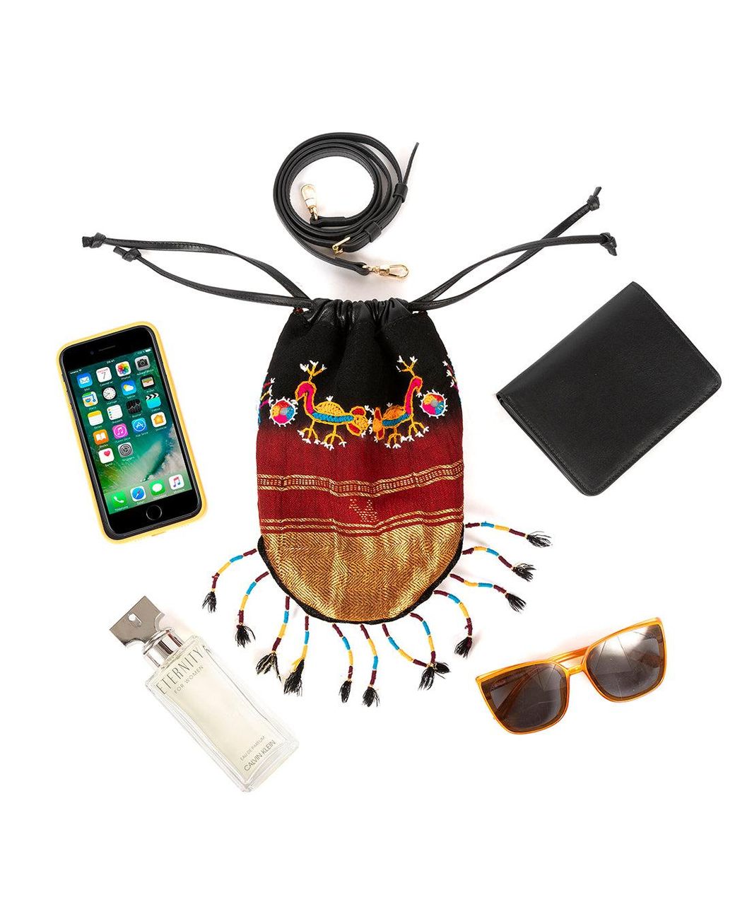 SJW BAGS LONDON Red Islington Drawstring Pouch Bag