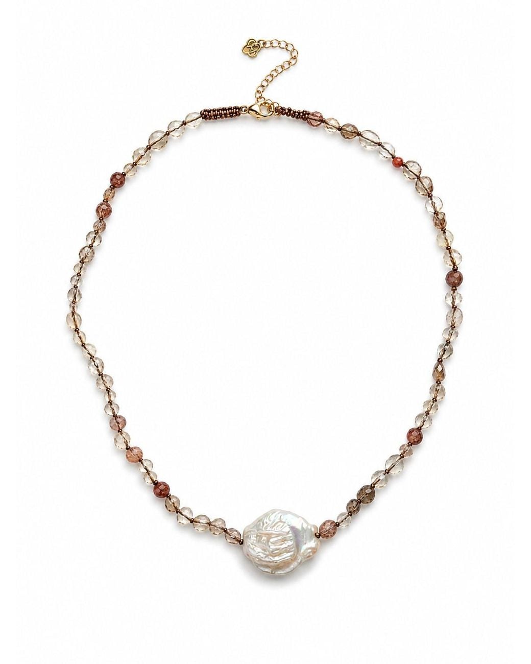 Carolina Benoit Metallic L'Ecume Necklace – Baroque Pearl & Agate