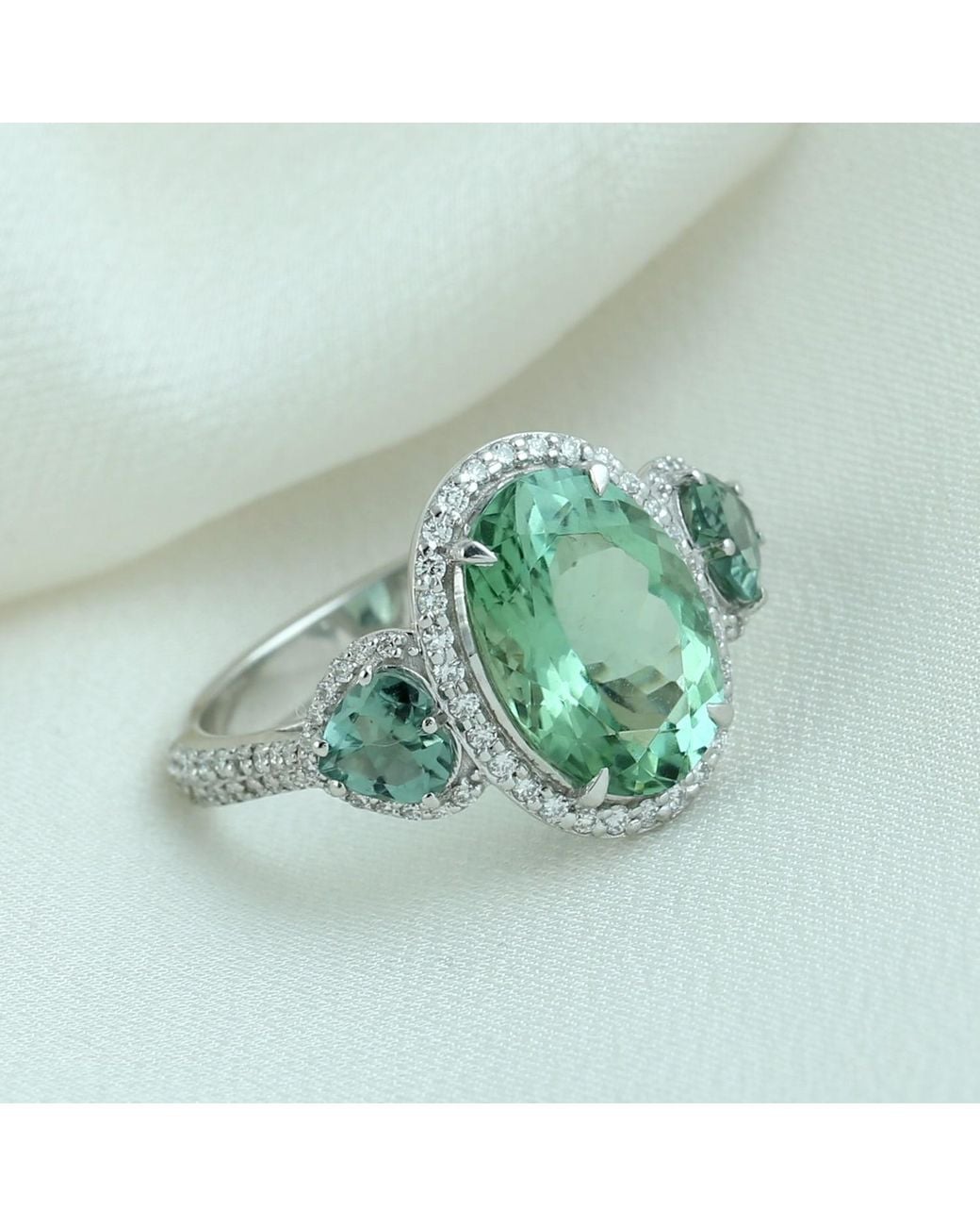 Artisan Green Tourmaline And Diamond Ring