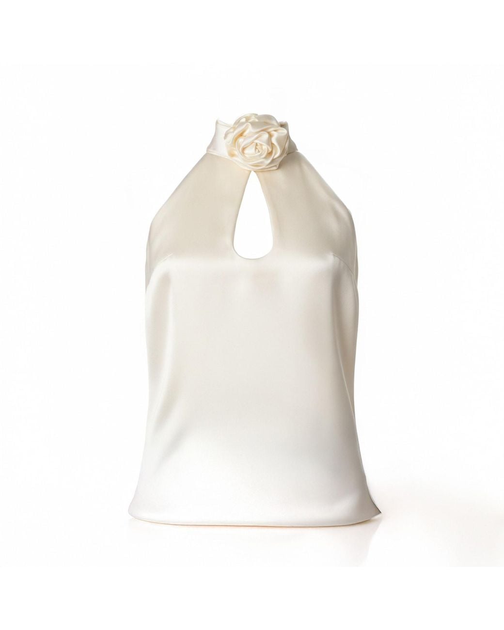 Jnsq (Je Ne Sais Quoi) White Teardrop Silk Rosette Top
