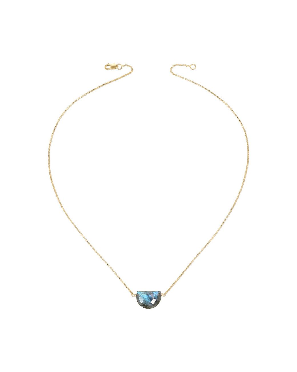 Heather Hawkins Jewelry Metallic Luna Moon Shaped Gemstone Necklace