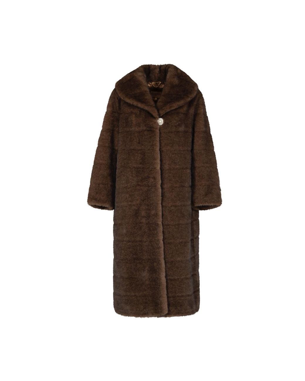 Santinni Brown Hollywood Full-Length Faux Fur Coat