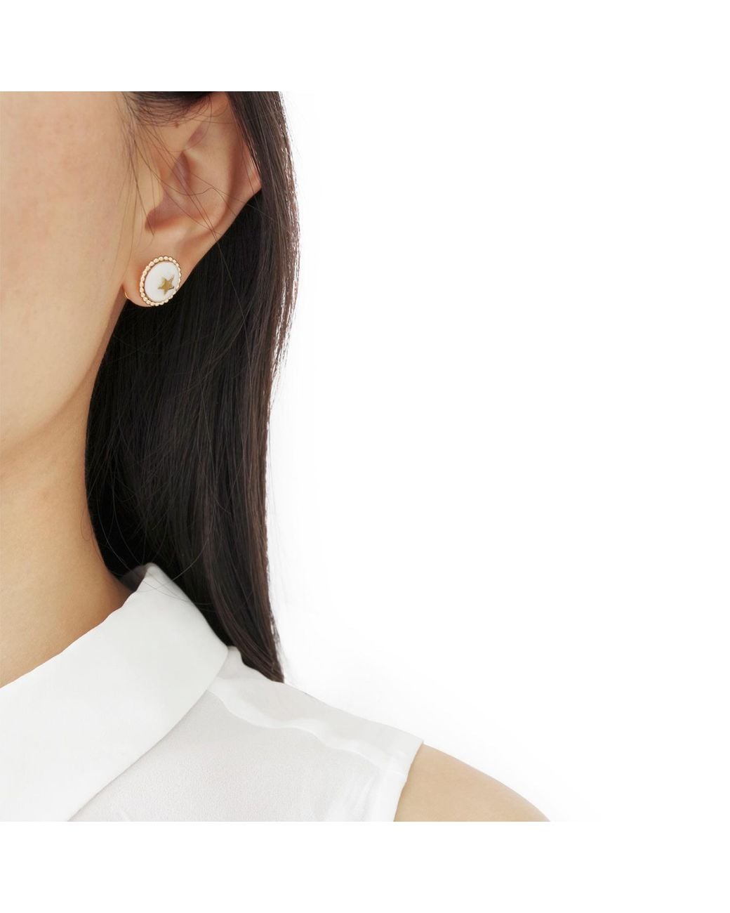 POPORCELAIN Metallic Gold Lustre Star Stud Earrings
