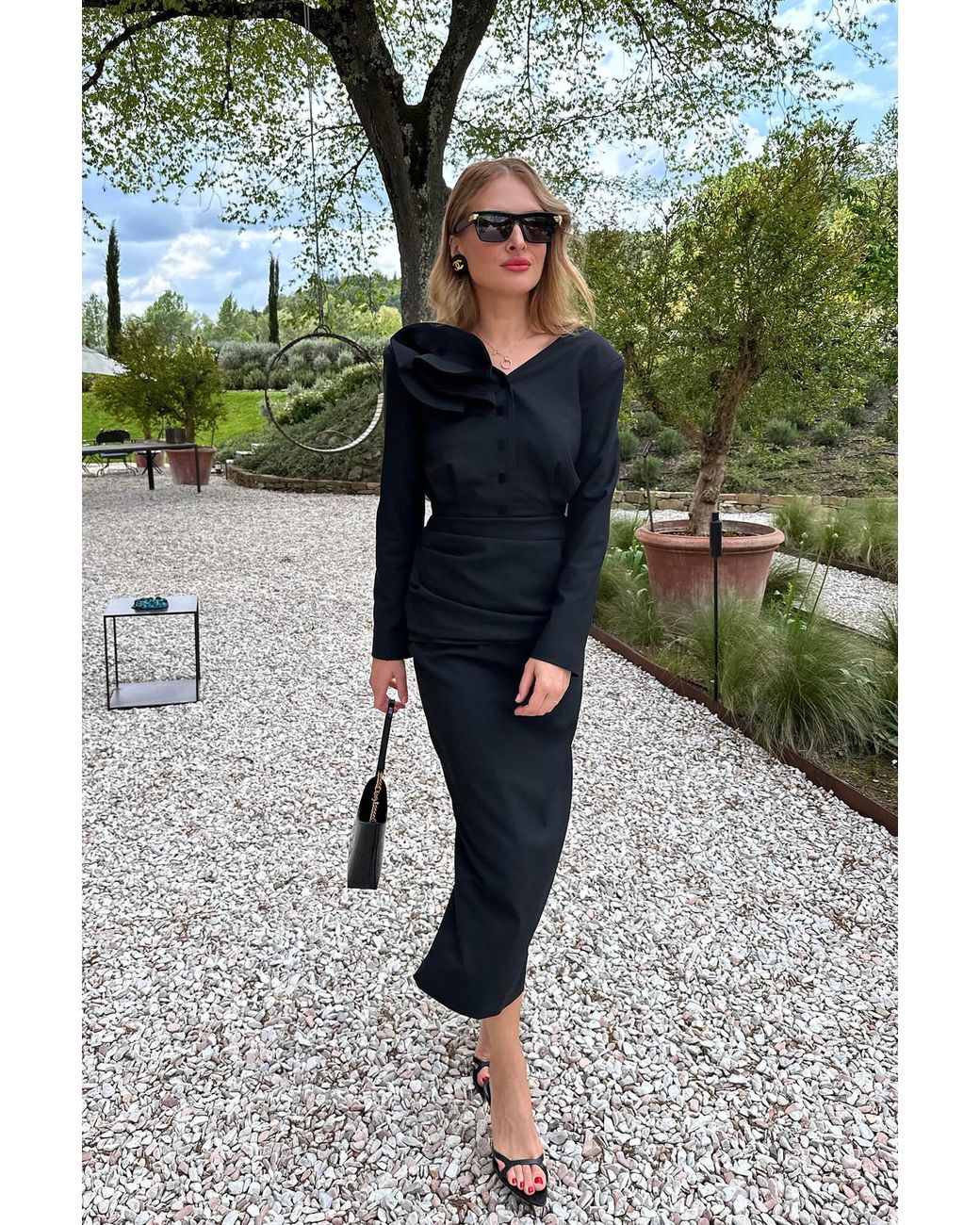 POST MERIDIEM Black Straight Maxi Skirt