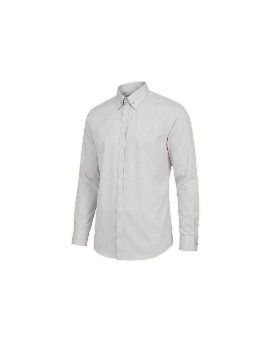 Ron Tomson Gray Collar Pin Hidden Placket Dress Shirt for men