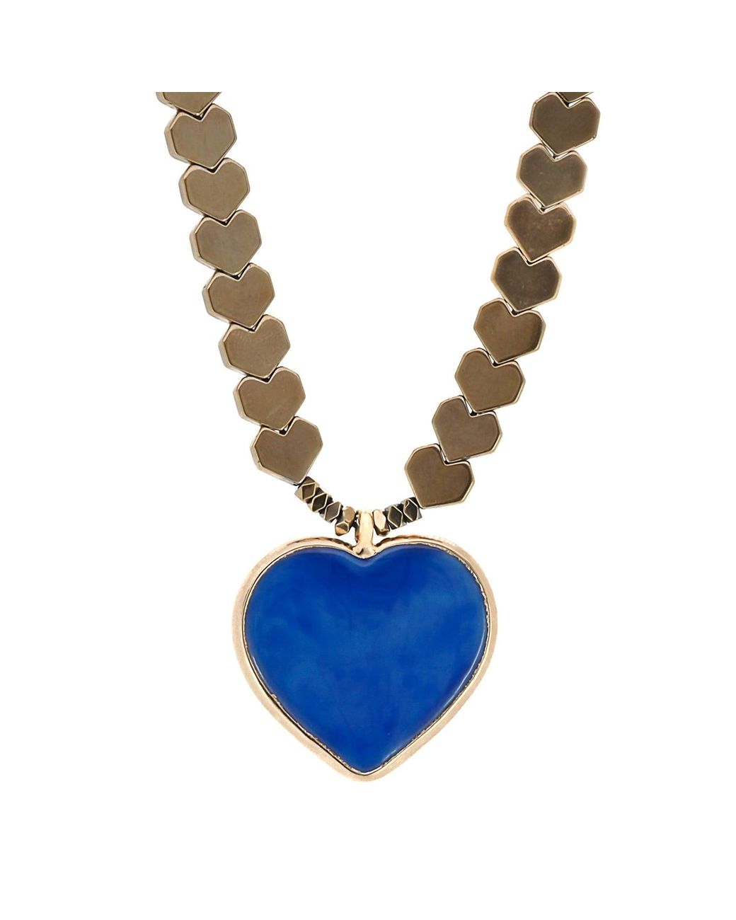 Ebru Jewelry Blue Murano Glass Heart Pendant Hematite Happy Necklace