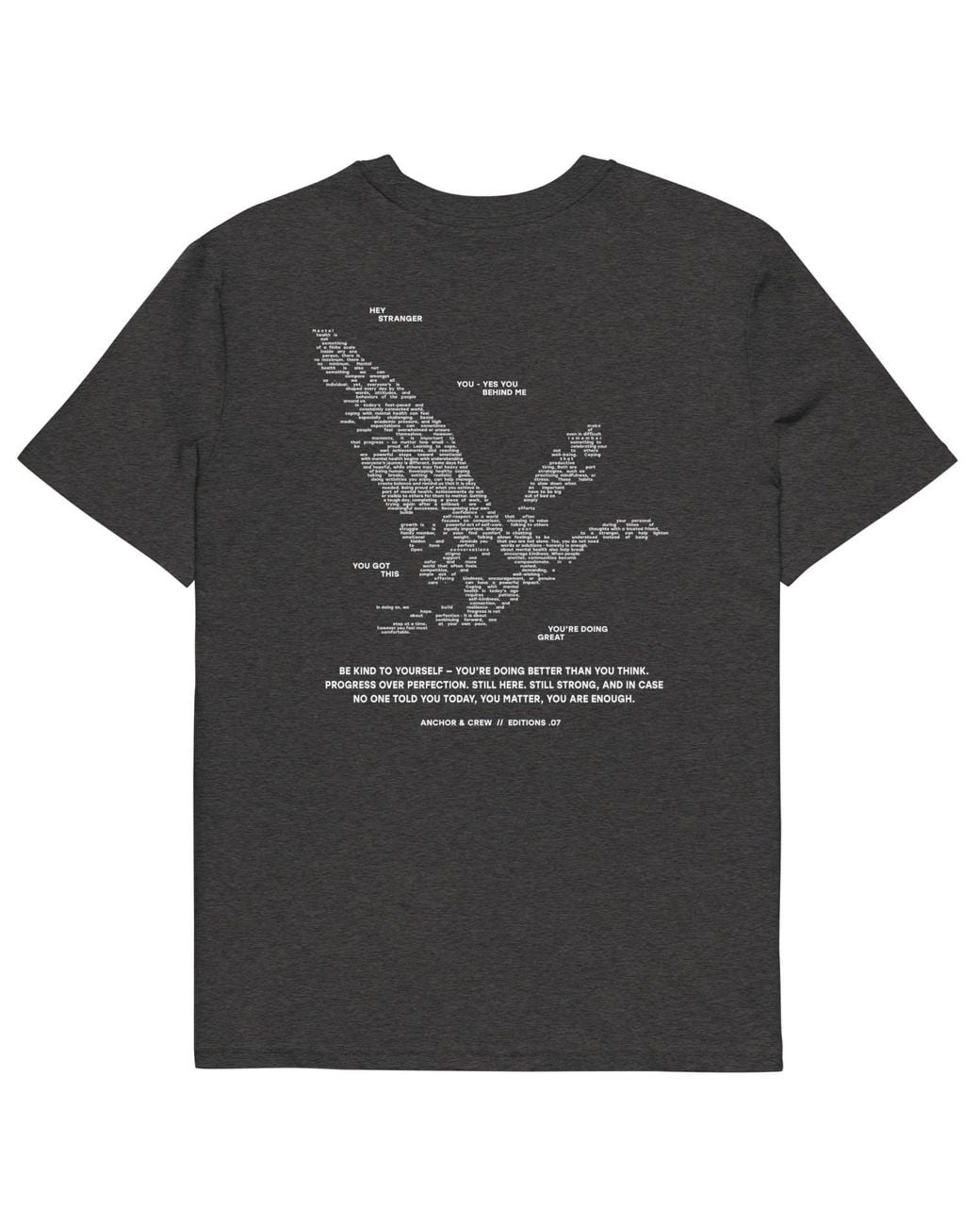 Anchor and Crew Black Heather Seven You Are Enough X Mental Health Editions Organic Cotton T-Shirt