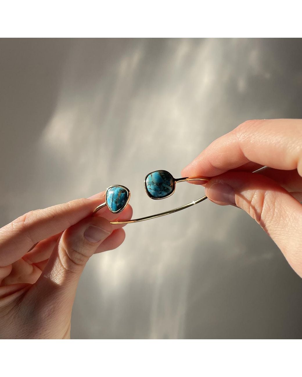 Sophelia Blue Gemstone Adjustable Bangle Bracelet