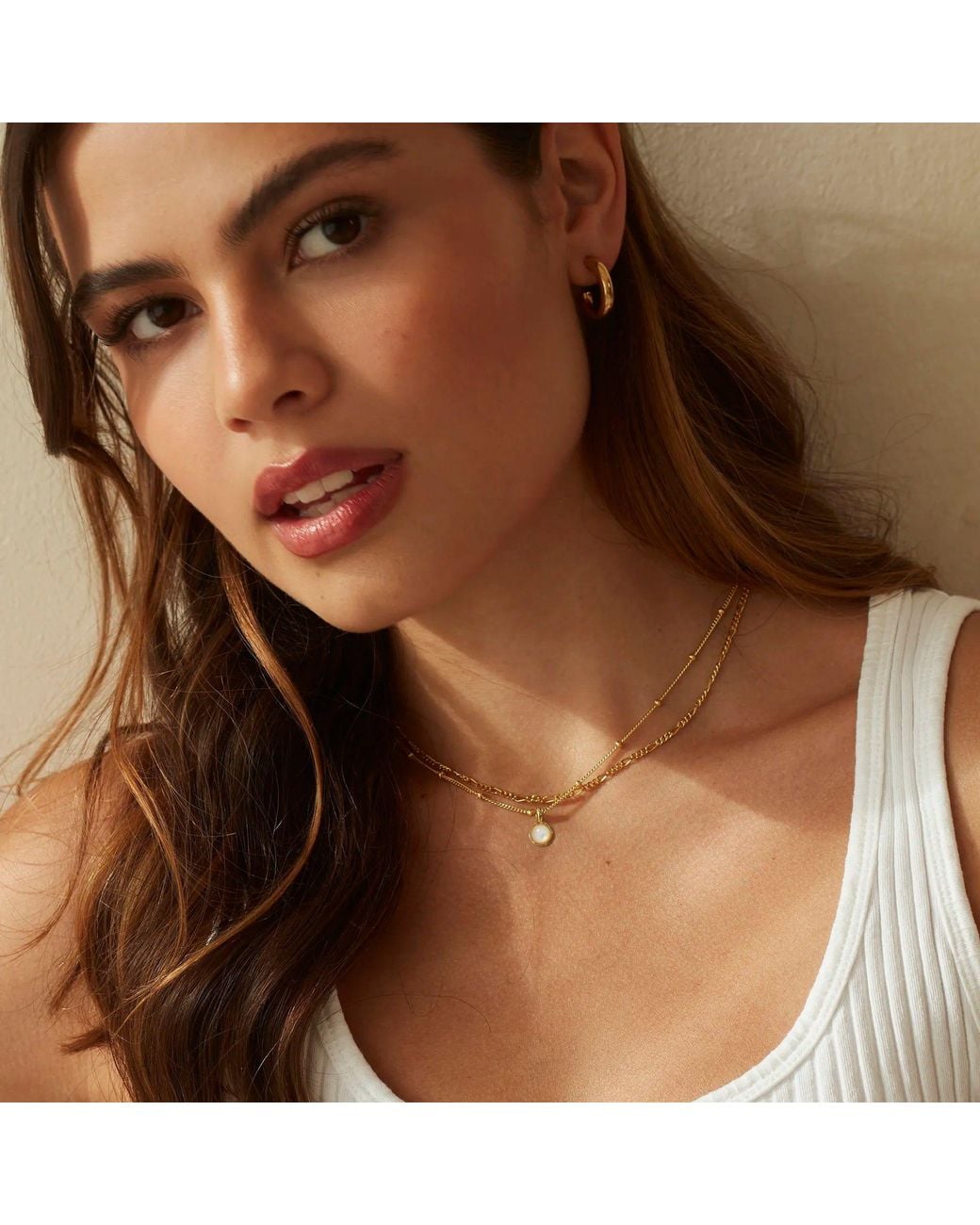 Muru Metallic Tiny Pearl Necklace Layering Set