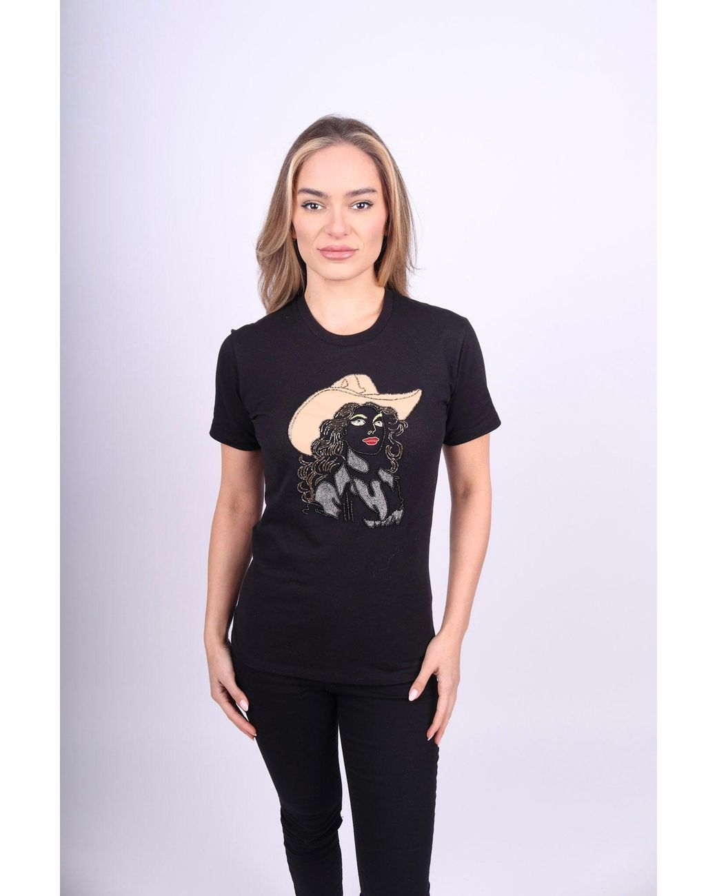 Any Old Iron Black Metallic Bey Girl Beaded T-Shirt