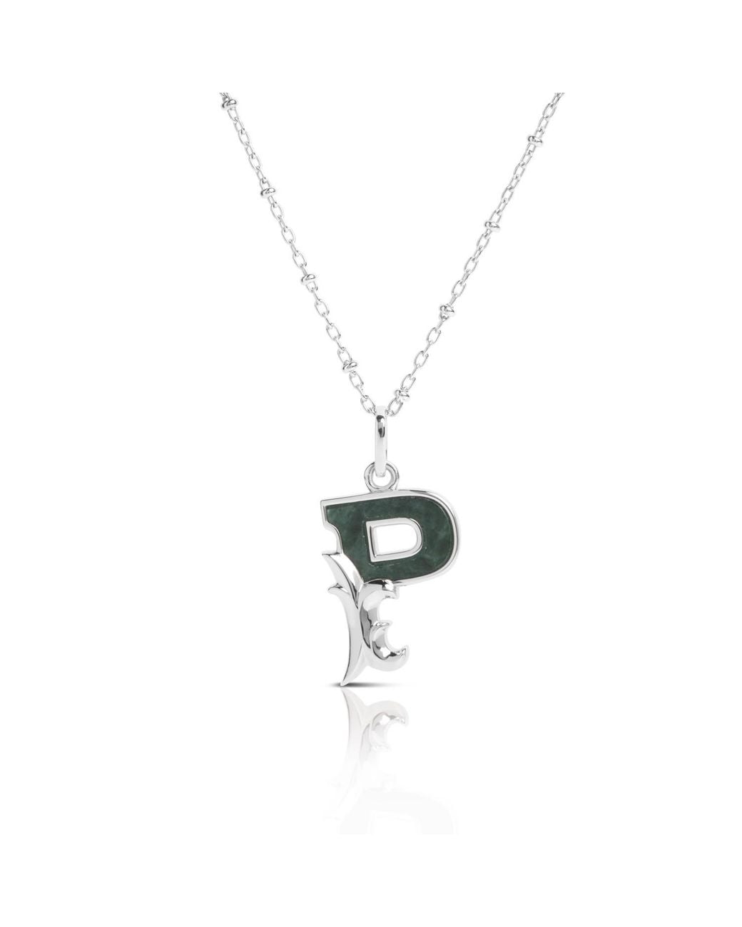 Kasun Metallic Solid P Initial Necklace With Marble
