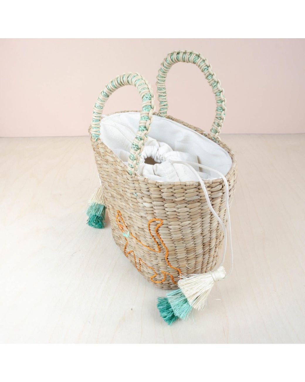 LIKHÂ Metallic Mini Tote Bag With Embroidered Cat