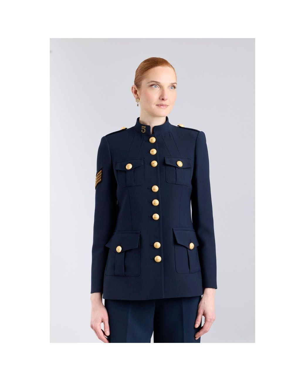 The Extreme Collection Blue Military Jacket With Embroidery