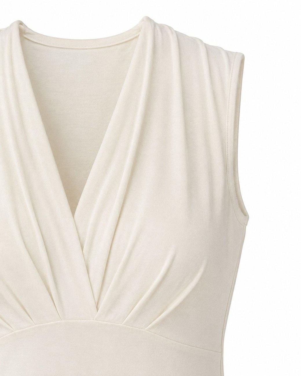 Conquista White Neutrals Draped V-Neck Sleeveless Top