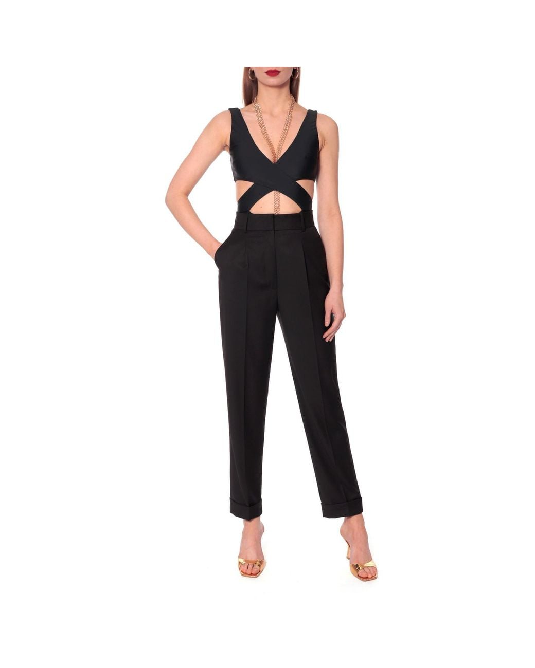AGGI by HALEWSKI Black Kelly Rich Tailored Trousers With Cuffs