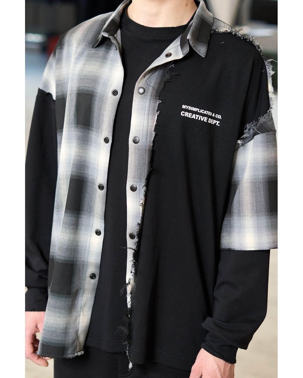 mysimplicated Black Fracture Oversized Shirt for men
