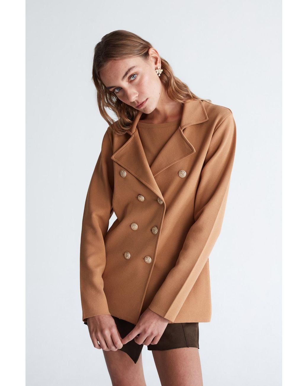 Peraluna Brown Katherine Standard Cut Knit Blazer
