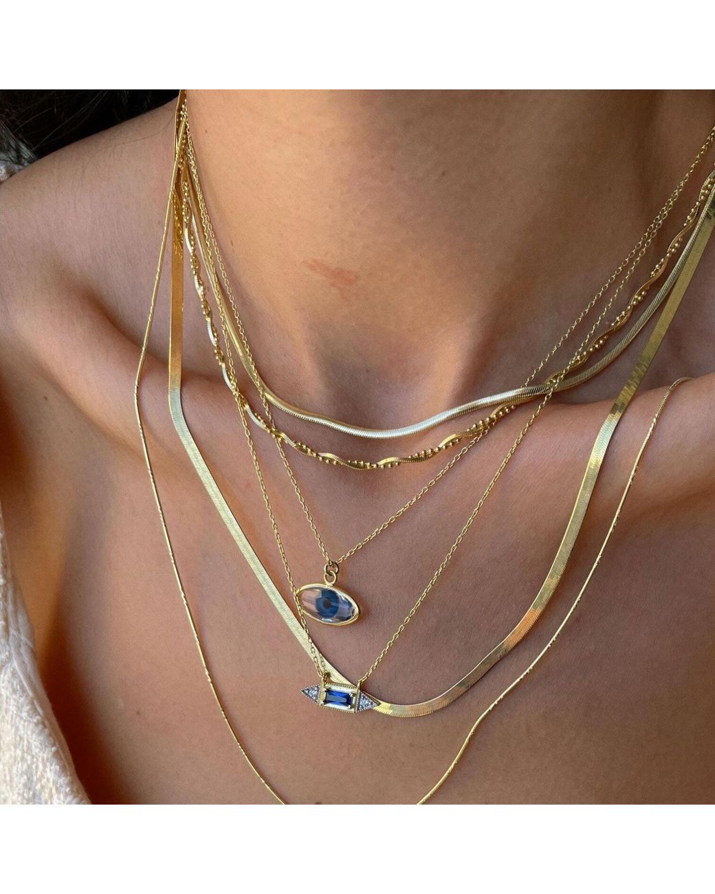 Spero London Metallic Transparent Glass Evil Eye Sterling Necklace