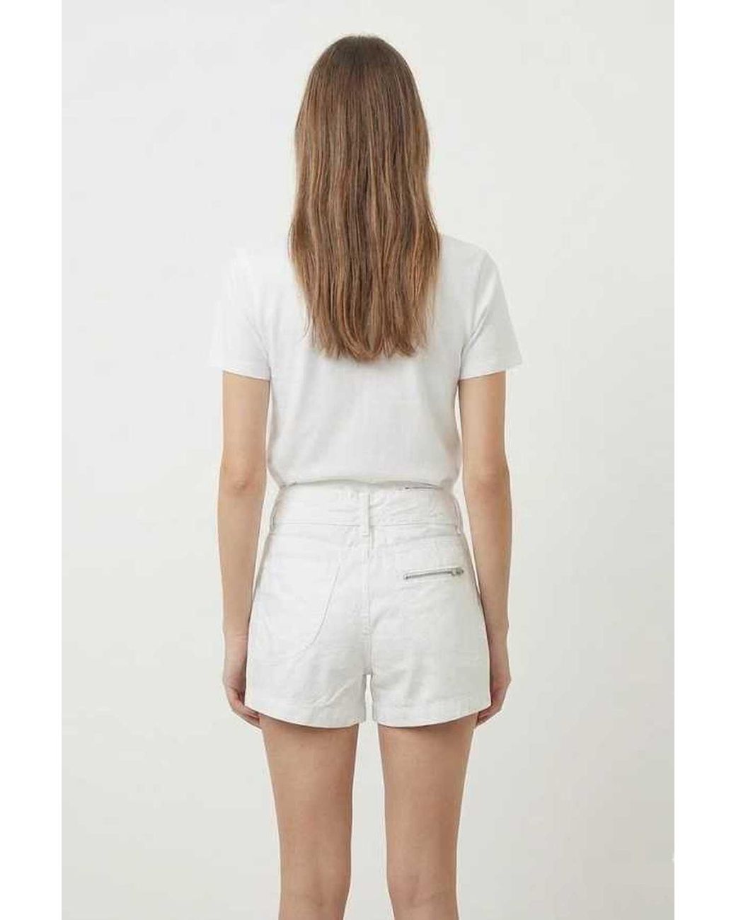 Conquista White High-Waist Wrap-Style Shorts With Belt Detail
