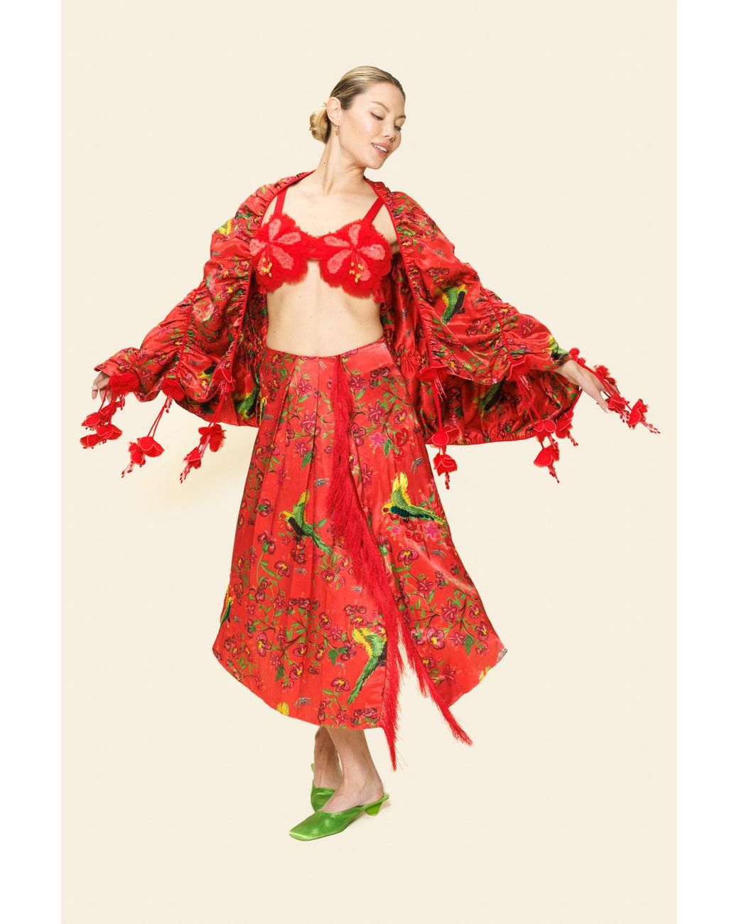 Ashaki Red Maya Bloom Scarf