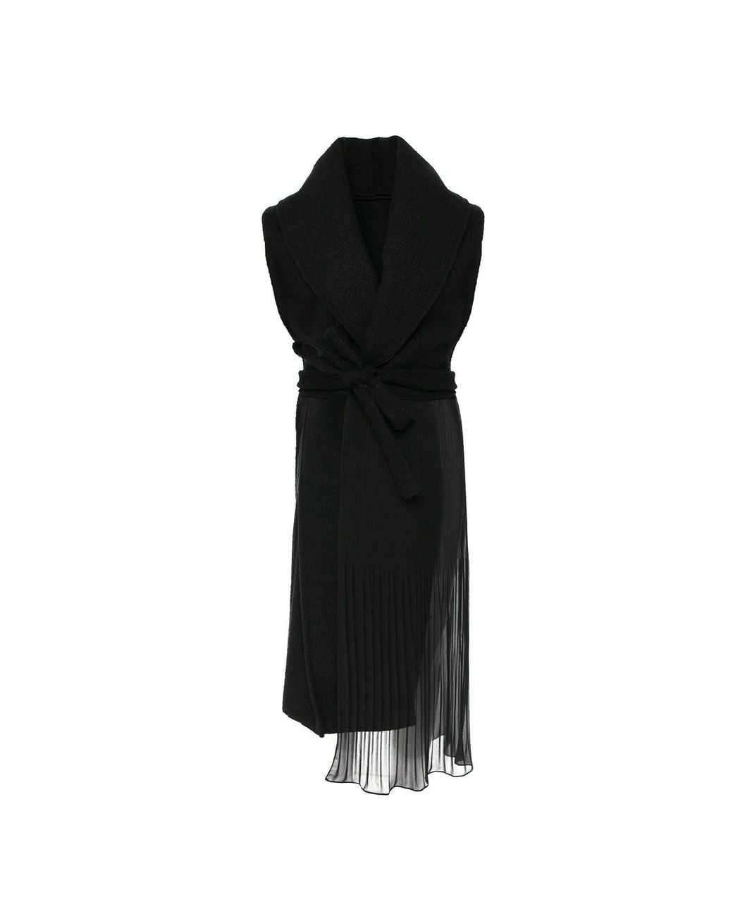 Silvia Serban Black Tweed & Pleated Veil Deconstructed Vest