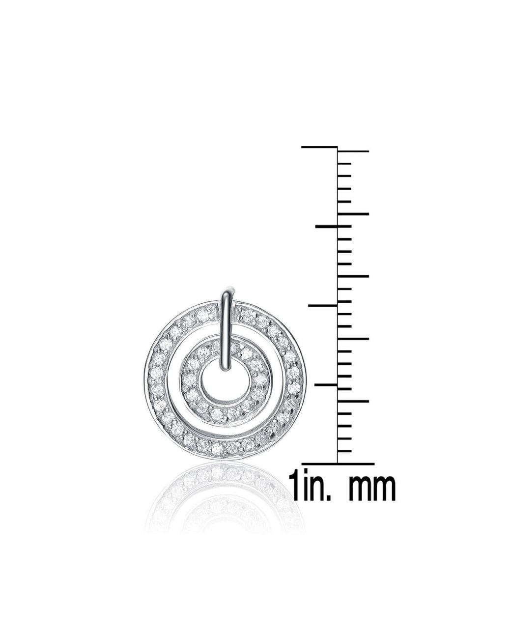 Genevive Jewelry Metallic Sterling Plated With Clear Cubic Zirconia Dual Circle Earrings