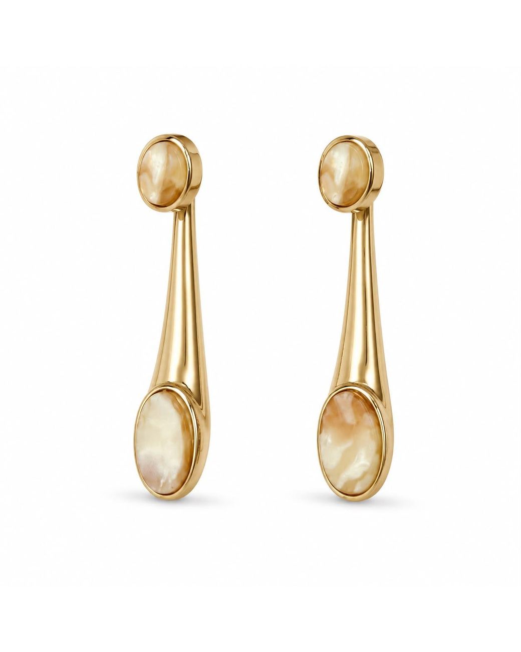 By Ozge Metallic Champagne Enamel Drop Plated Earrings