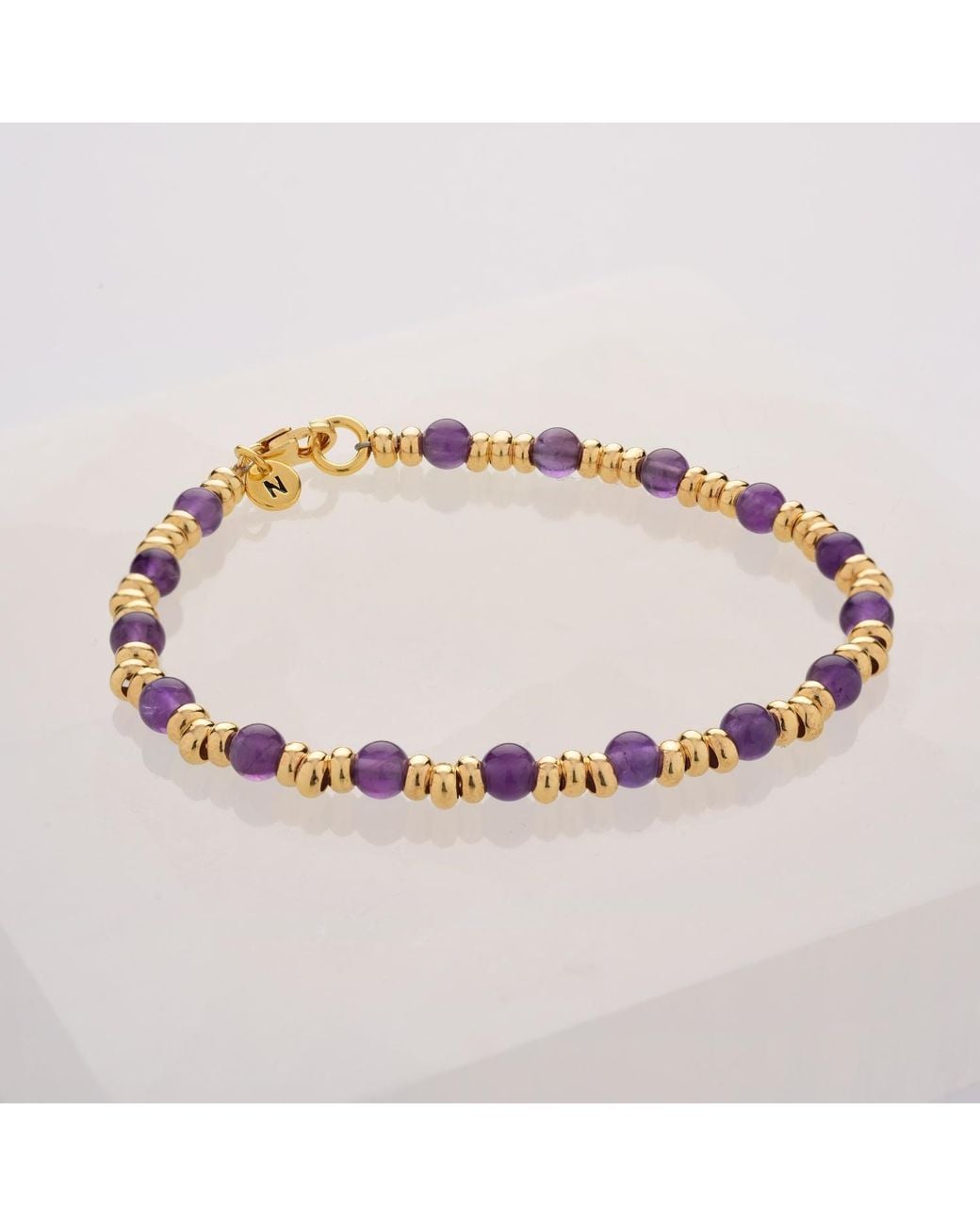 Nellou Jewellery Metallic Gem Amethyst Bracelet Birthstone February Plated Sterling