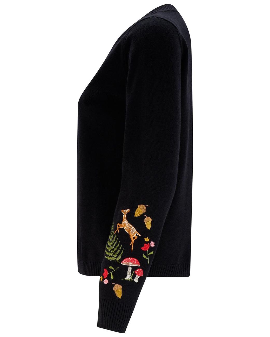 Sugarhill Black Kamila Cardigan Woodland Embroidery