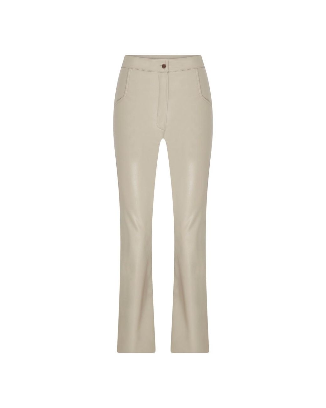 NAZLI CEREN Natural Tora Vegan Leather Straight Leg Trousers