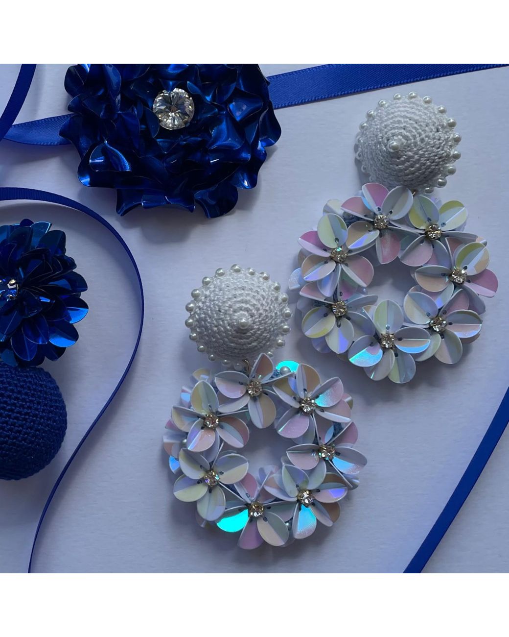 PINAR OZEVLAT Blue Petite Yasmine Hoops