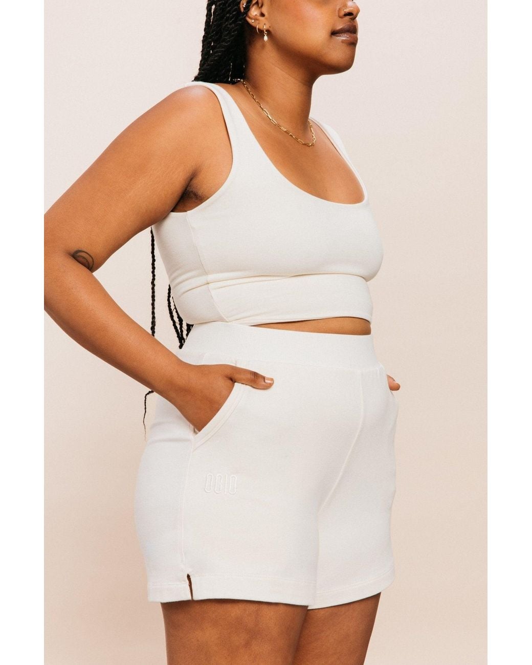 Ocio Leisurewear White Double Scoop Tank