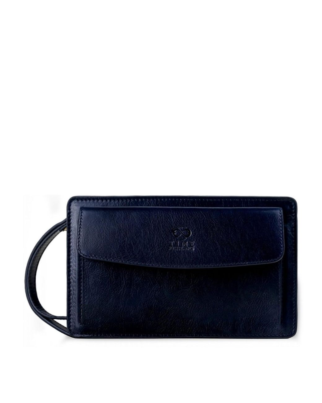 Time Resistance Blue Leather Clutch Purse for men