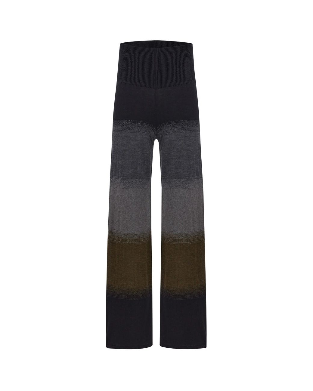 Peraluna Blue Color Transition Bell Bottom High-Waisted Knit Trousers