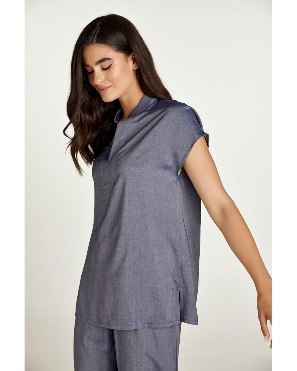Conquista Blue Denim Style Sleeveless Top