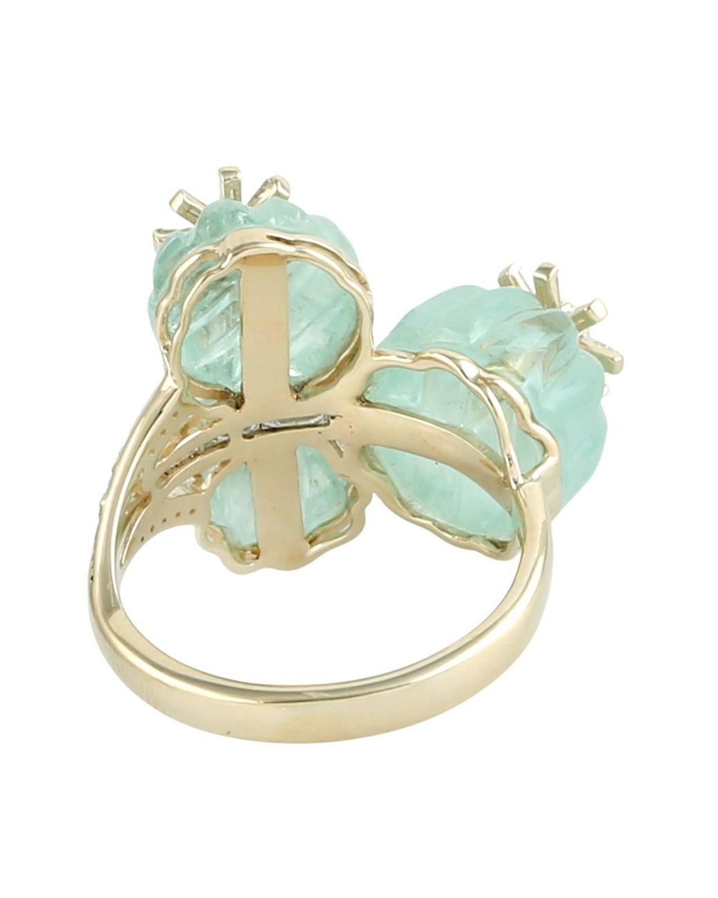 Artisan Green Carved Emerald & Diamond Cluster Ring