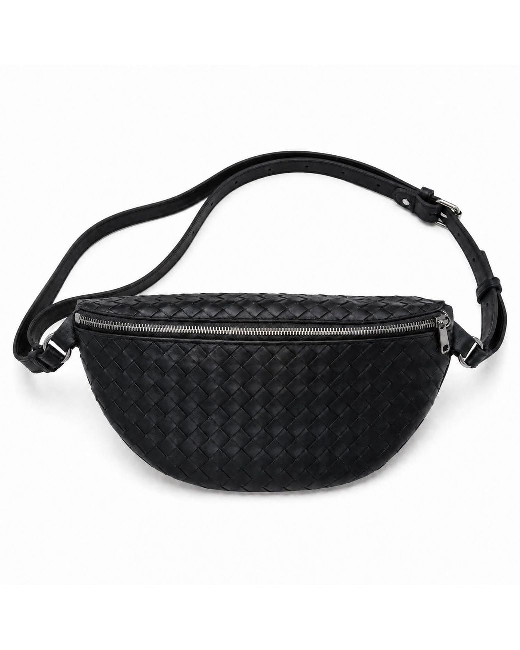 Mauritius Black Woven Leather Crossbody Bag Parker