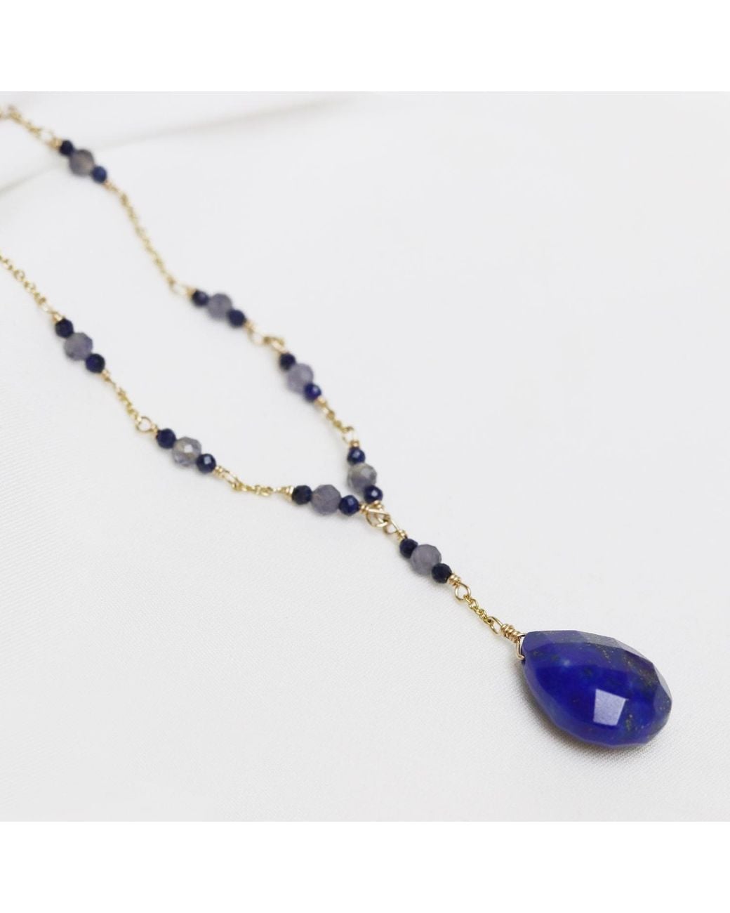 MOUNIR LONDON Blue Lapis & Iolite Y Necklace