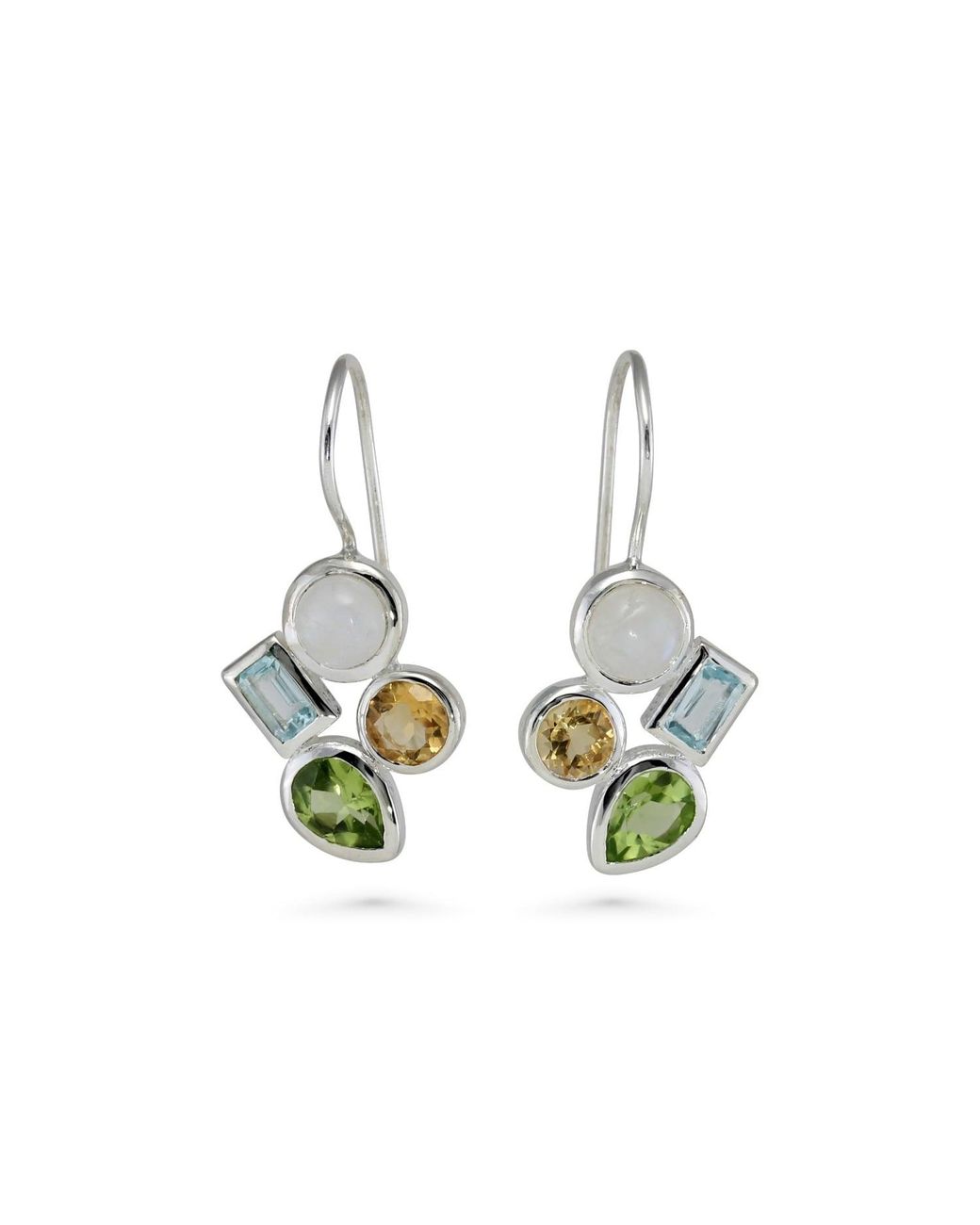 Isla Silver Blue Moonstone, Peridot, Citrine & Topaz Earrings