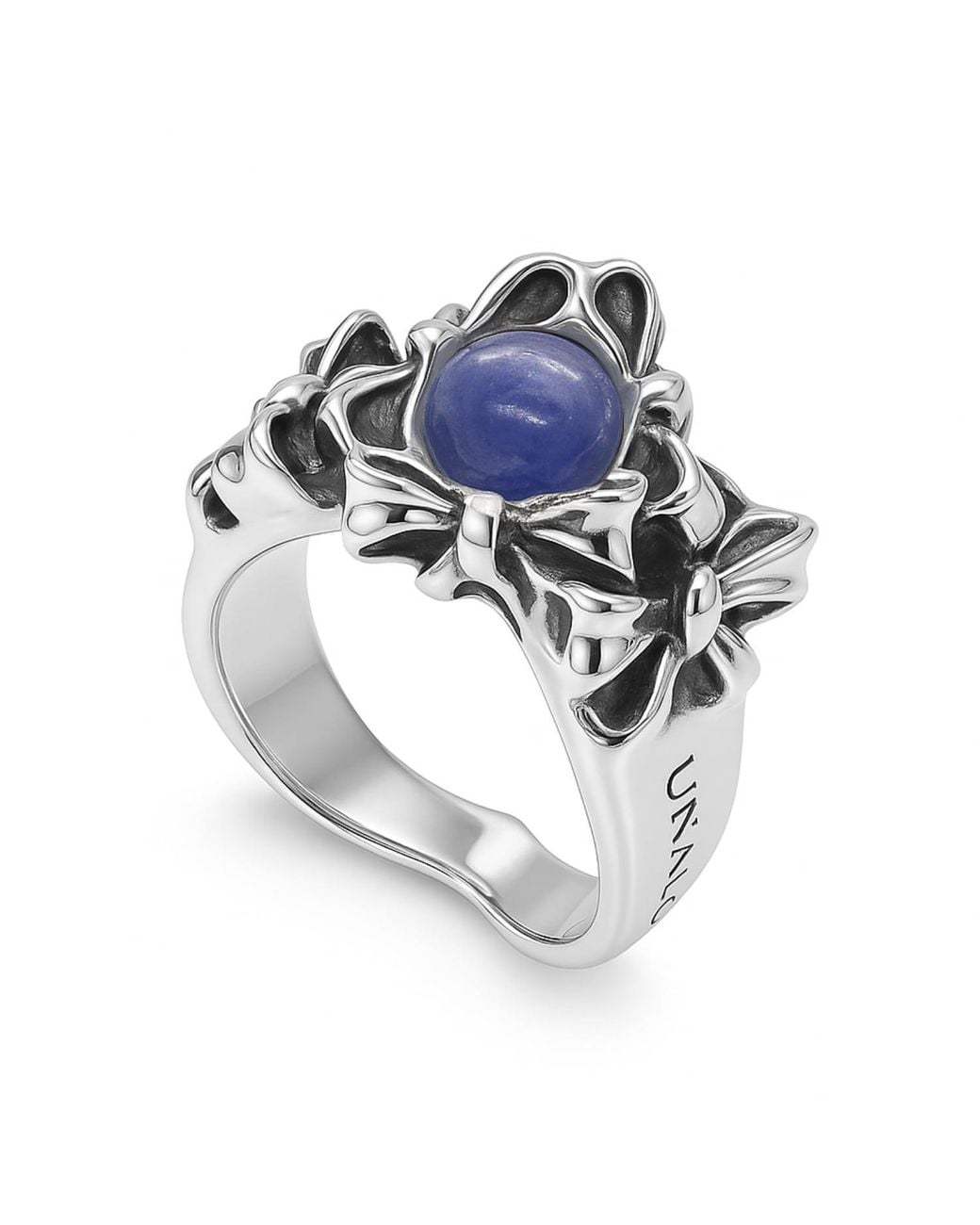 Unaloe Metallic Sterling Bow-Inspired Ring With Kyanite Stone