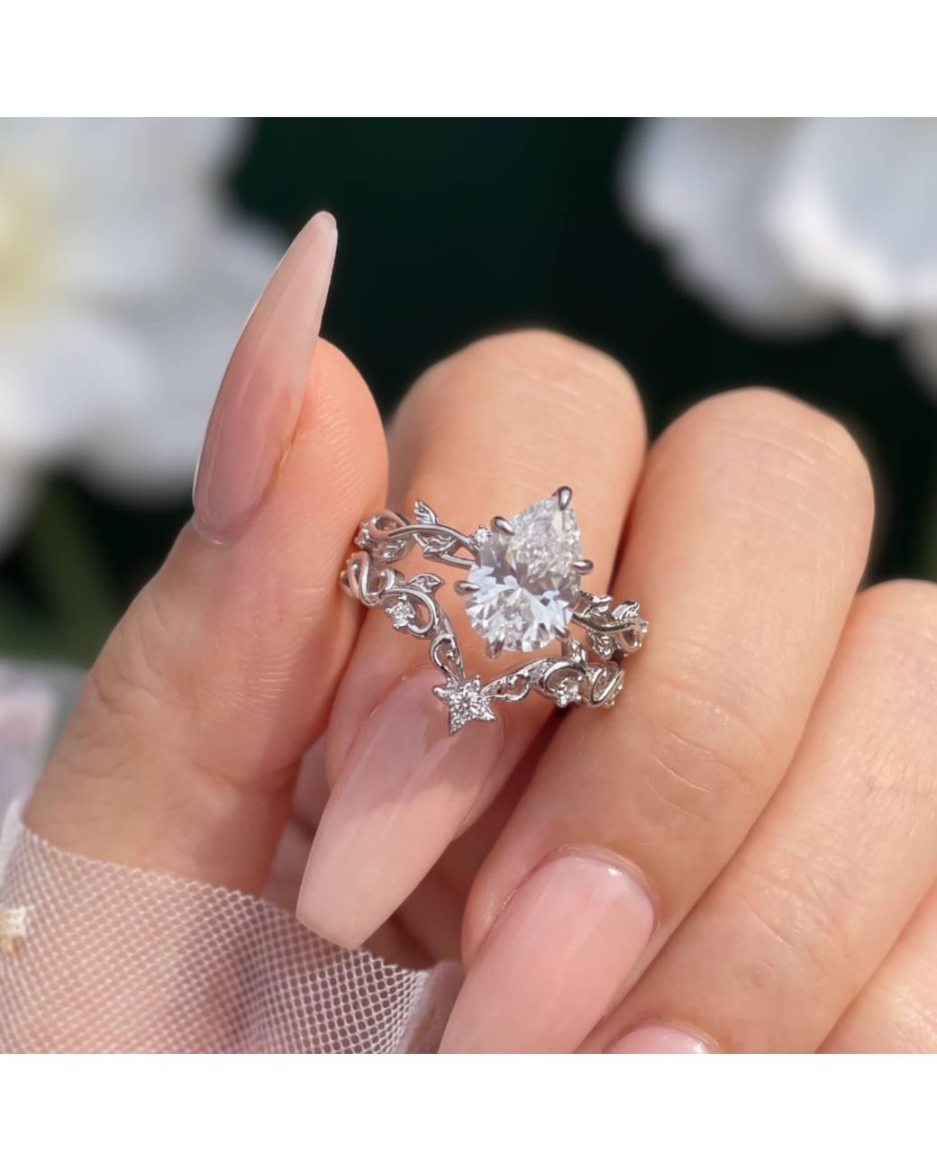 Azura Jewelry New York White Starlit Garden Band Vermeil