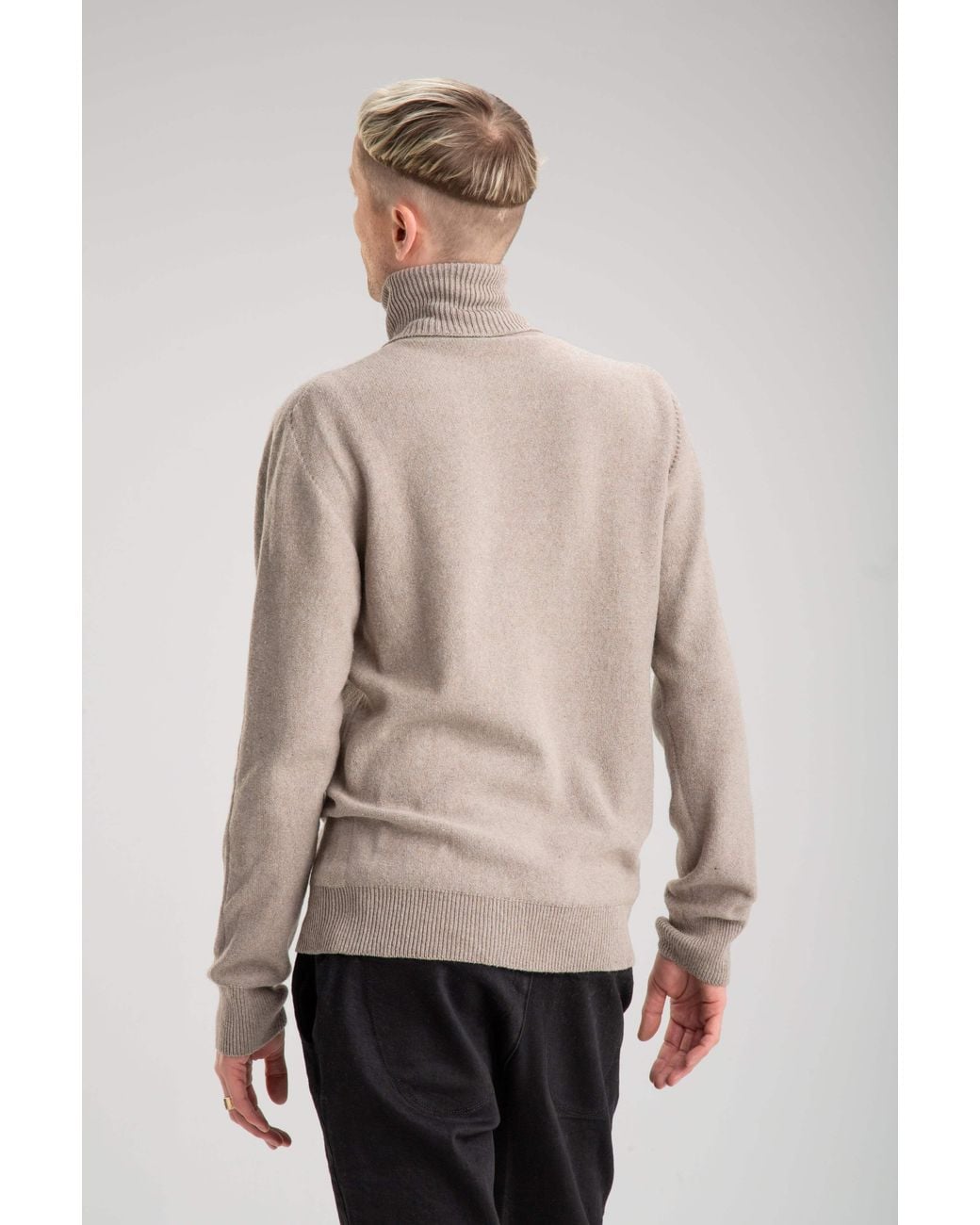 Reet Aus Gray Neutrals Seamless Turtleneck Sweater for men
