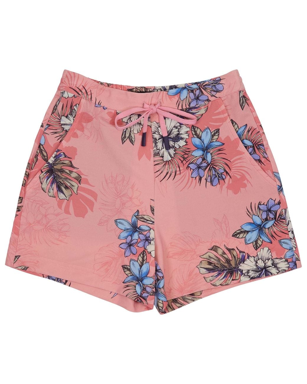 Lords of Harlech Red Penelope Exotic Floral Coral Drawstring Short