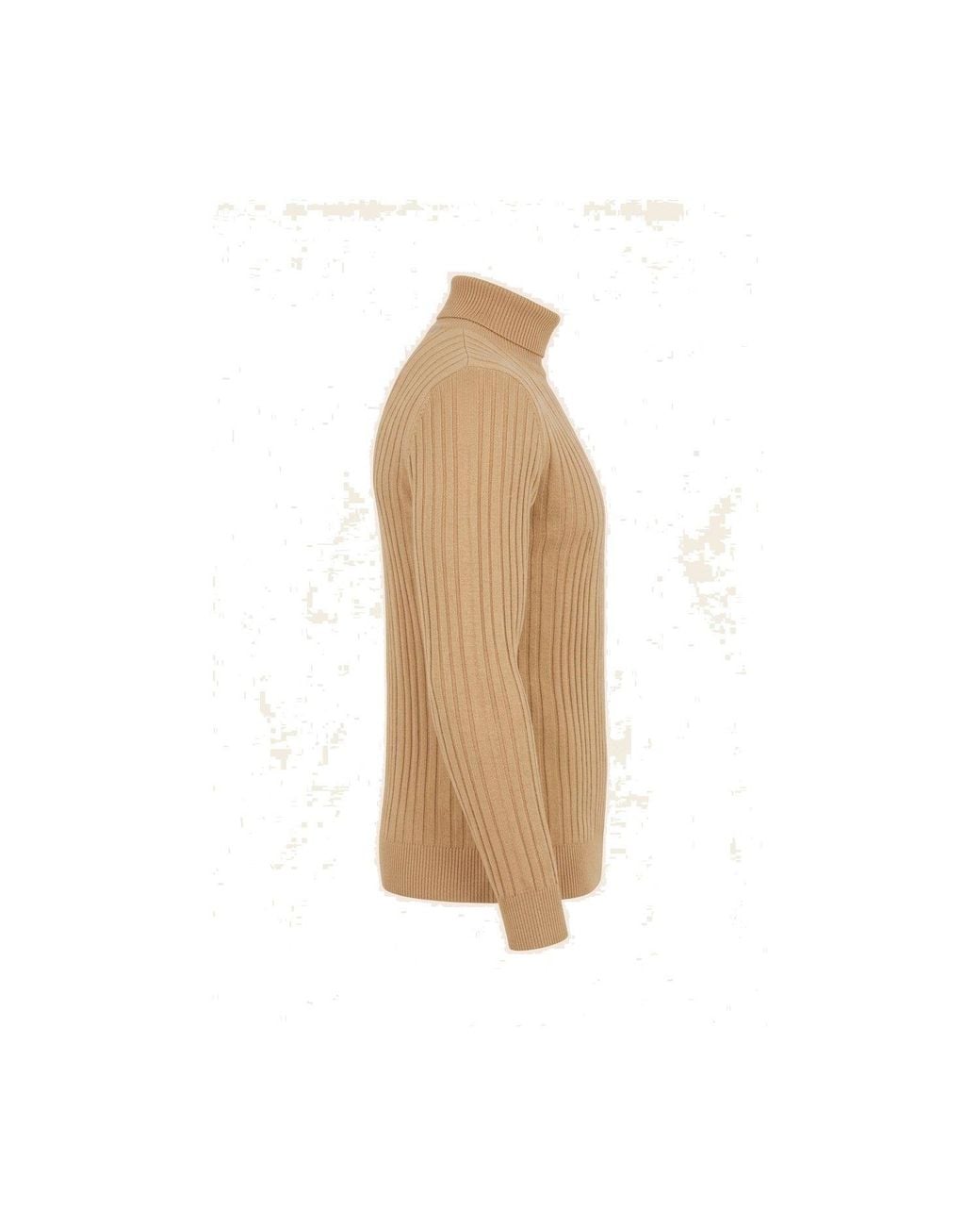 Ron Tomson Natural Neutrals Roll Neck Ribbed Sweater for men