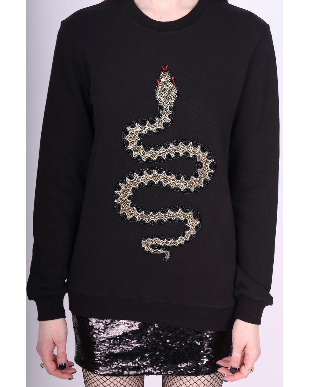 Any Old Iron Black Beaded Snake Sweatshirt for men