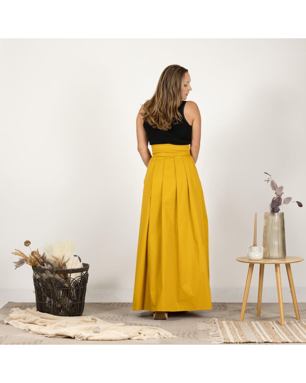 Nikka Place Yellow High Waisted Full Skirt With Big Waistband Bow